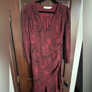 Astr Burgundy Floral Long Sleeve Dress